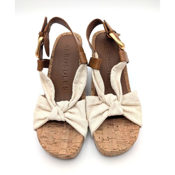 Aerosoles Miki Women's Open Toe Buckle Wedge Sandals Natural Size US9M EU39.5 - Picture 12 of 12